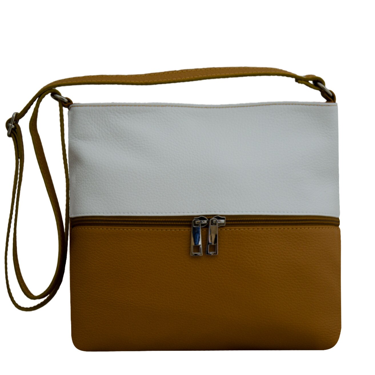 Geanta de dama din piele naturala, Sissi 2 bej cu cuoio