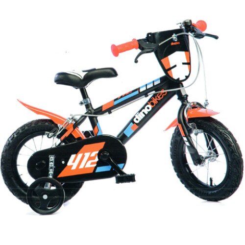 Bicicleta pentru copii Dino Bikes 412US Mountain Bike made in Italy cu frana dubla si roti ajutatoare