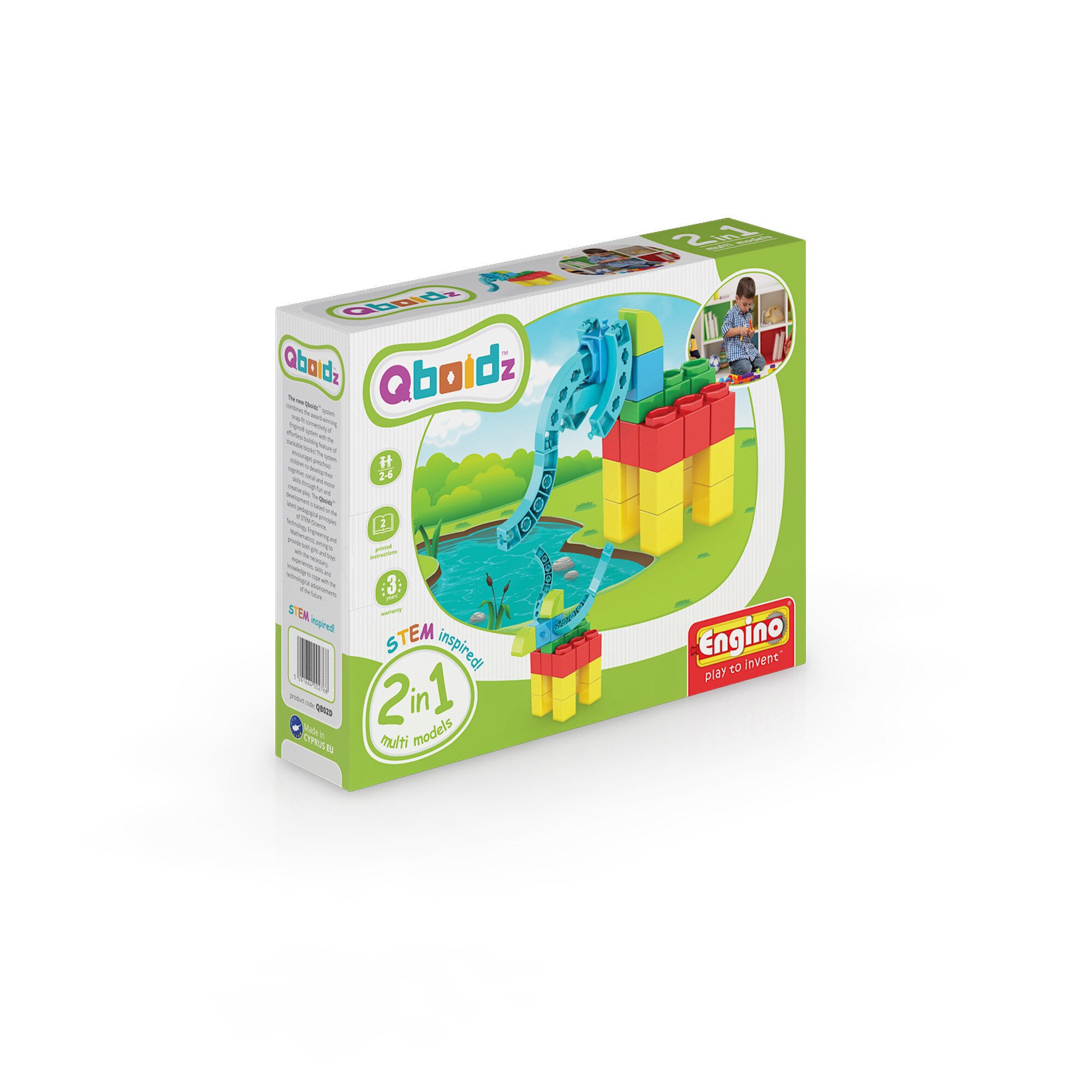 Joc de constructie creativ, Engino Qboidz 2 in 1 Multimodele (Elefant)