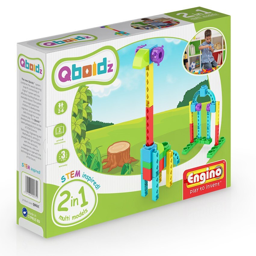 Joc de constructie creativ, Engino Qboidz 2 in 1 Multimodele (Girafa)