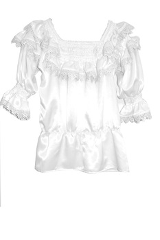 Ie traditionala maramureseana din satin, marime 40EU, alba, cu broderie si dantela cusuta manual Ie traditionala maramureseana din satin, marime 40EU, alba, cu broderie si dantela cusuta manual