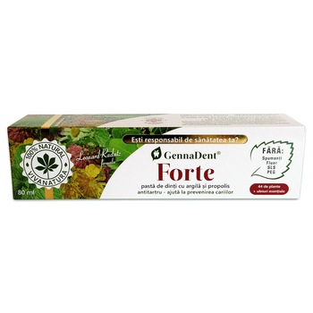 Forte, Pasta de dinti Argila si Propolis, GennaDent 80 ml Forte, Pasta de dinti Argila si Propolis, GennaDent 80 ml