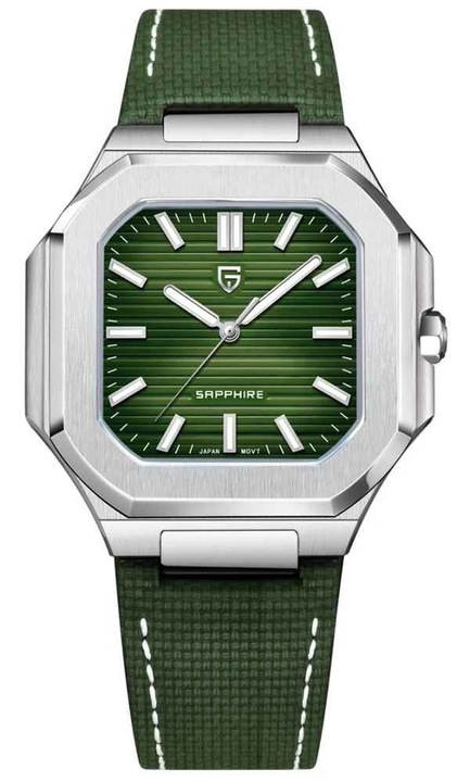 Часовник PAGANI DESIGN PD-YS019 Green, VH31 Quartz, Сапфир, Керамичен безел, 37мм, 50М