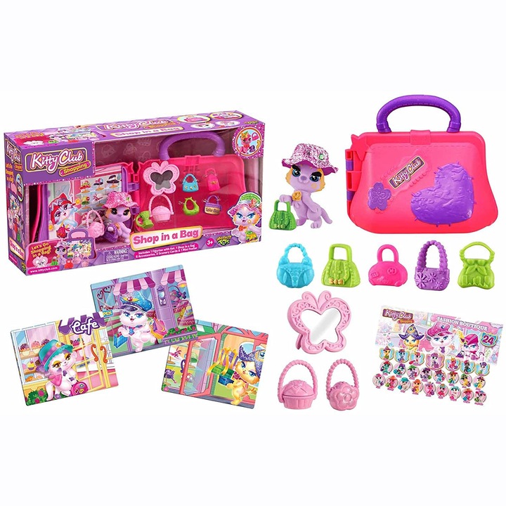 Set geanta de cumparaturi Kitty Club, Cu figurine, Multicolor
