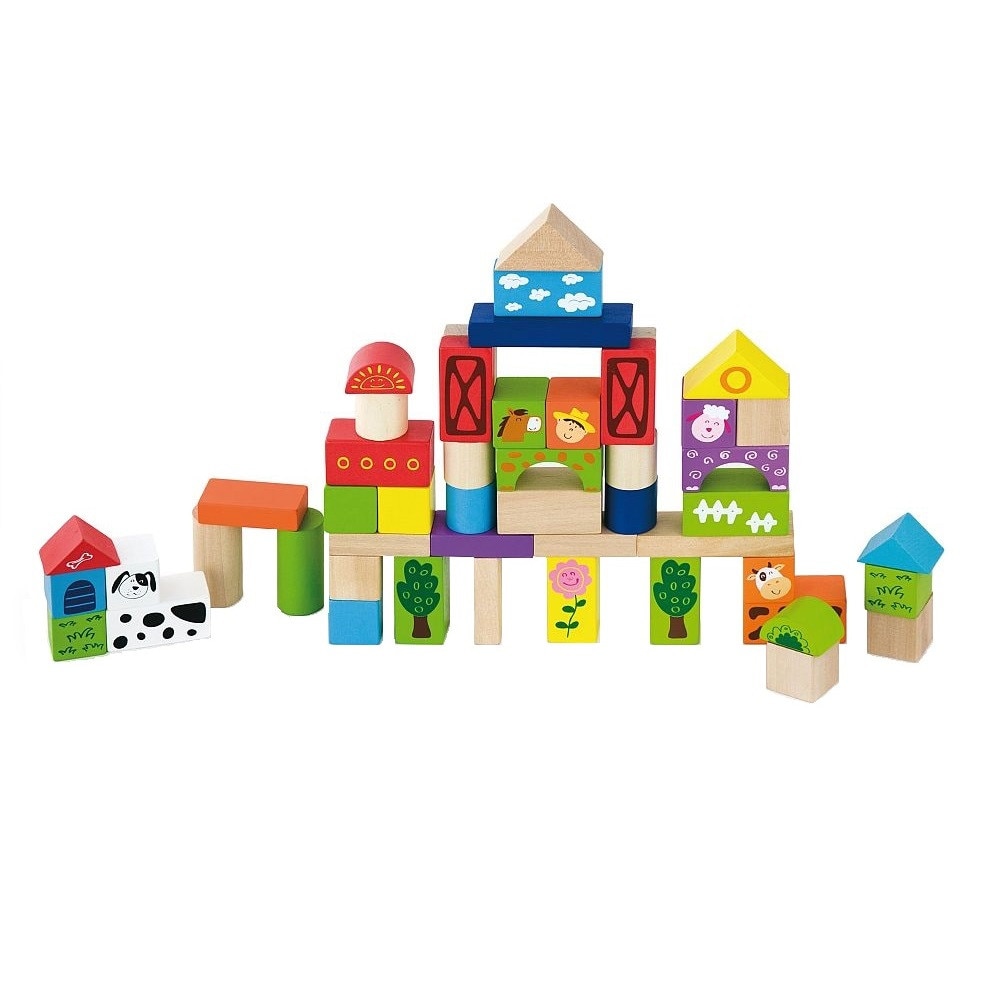 Set constructii din lemn - 50 piese - Ferma - eMAG.ro