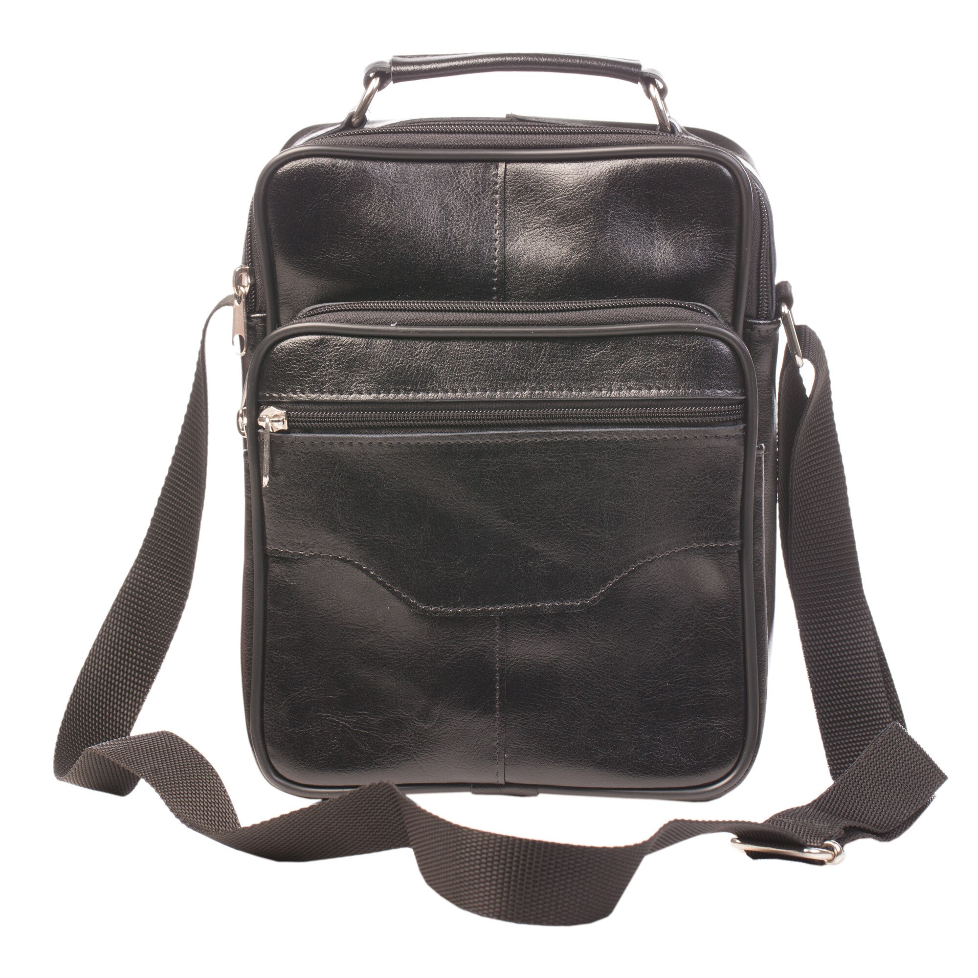 Borseta de umar eleganta din piele naturala de culoare neagra