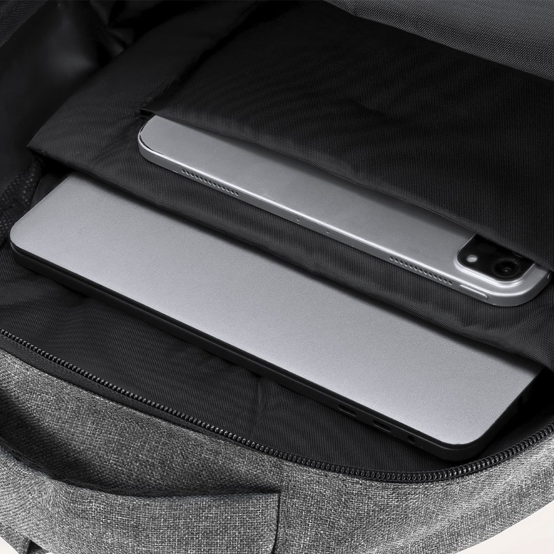 Rucsac Laptop AiKonTel AiDesign, USB, Compartiment Laptop 15” si Tableta 10”, Spate Captusit, RPET 600D, Albastru