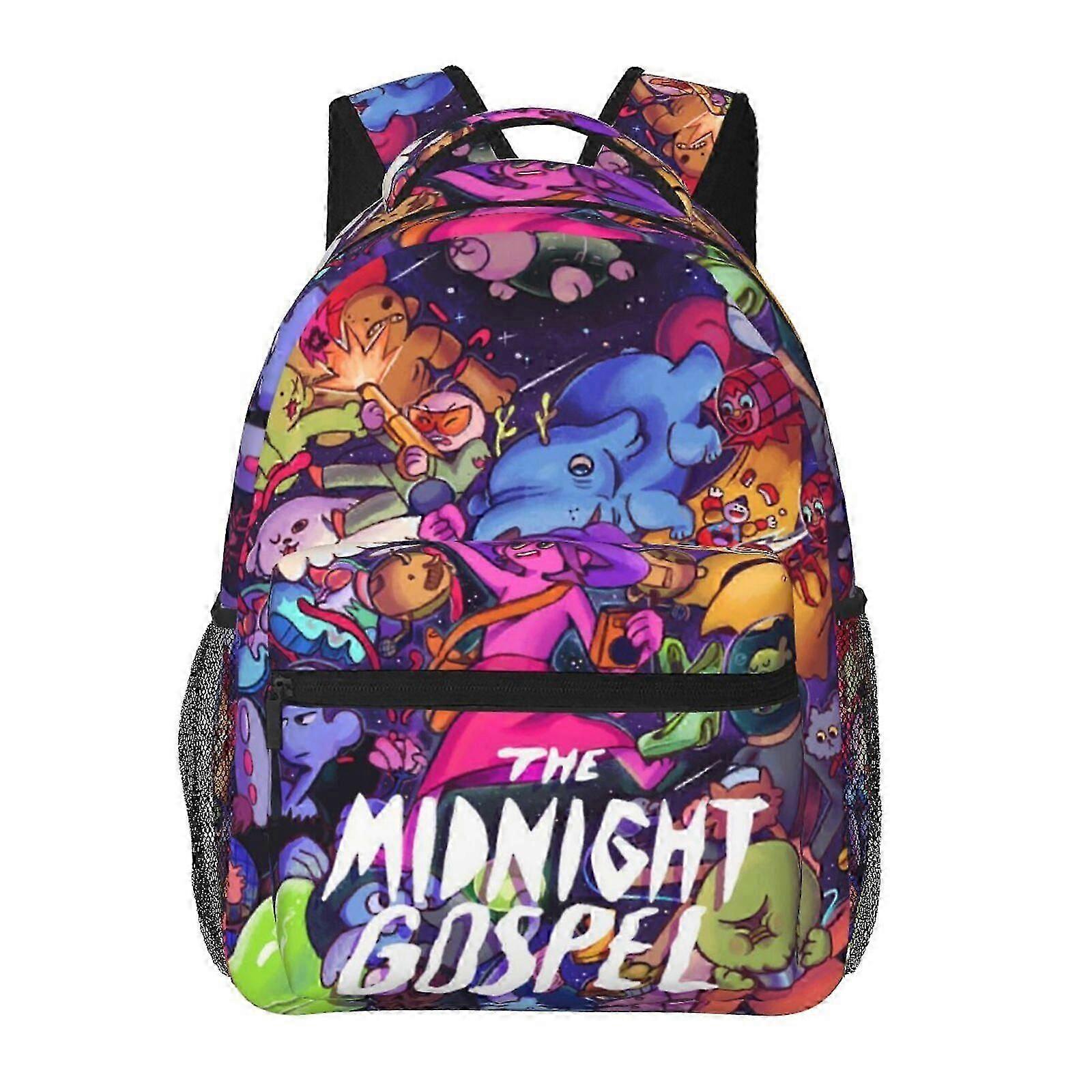 Rucsac, Oxford 600D (poliester) cu imprimeu The Midnight Gospel, compartiment pentru laptop 15 inch, bretele late si ventilate, rezistent la stropire, multicolor