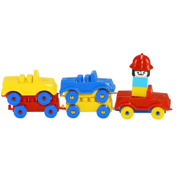Joc constructii trenulet cu masinute din plastic , Robentoys