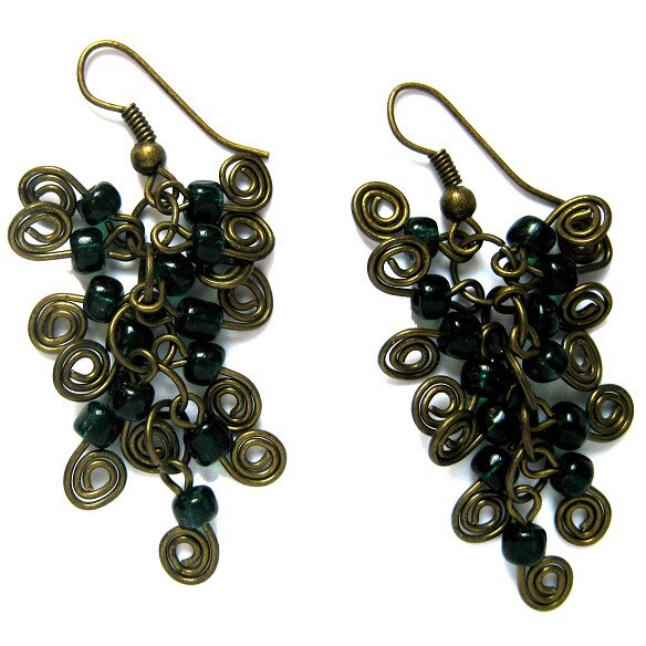 Cercei Moazi Handmade wineHouse, Antique Bronz, Verde Inchis