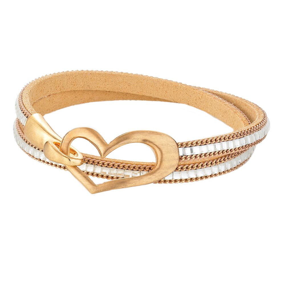 Bratara fashion, din piele ecologica cu charm inima