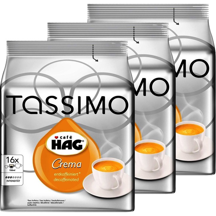 Set 3 X Capsule Tassimo Decaffeinated Cafe HAG , 16 capsule, 104 g