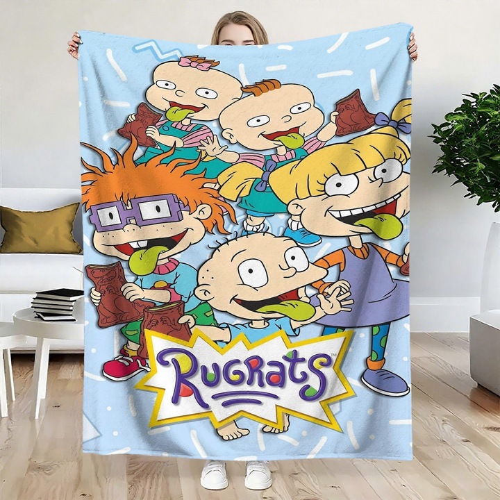Одеяло от фланел против натрупване на власинки с принт Rugrats, многоцветно, 125×100 / 150×125 / 200×150 см