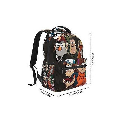 Rucsac din poliester 600D cu imprimeu Gravity Falls, compartiment pentru laptop 15", multicolor