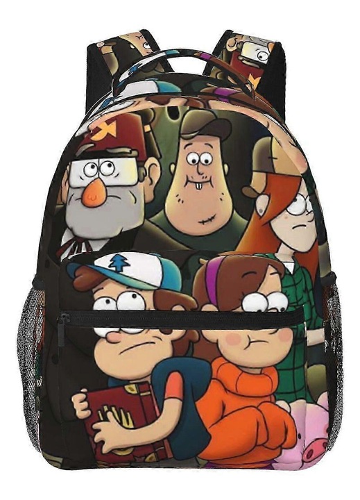 Ученическа раница от Oxford 600D с принт Gravity Falls, отделение за лаптоп 15 инча, многоцветна