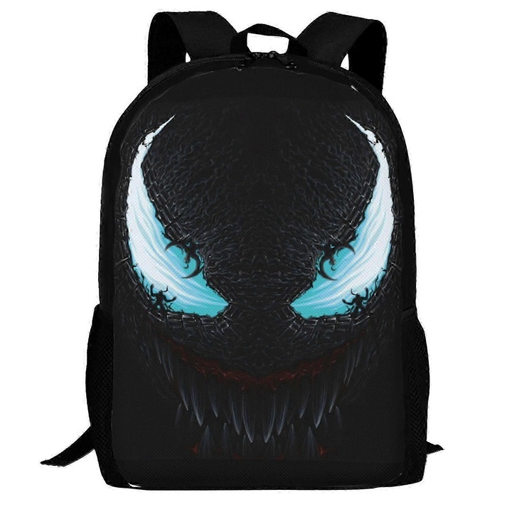Rucsac pentru laptop din Oxford 600D cu imprimeu Venom, compartiment pentru 15", negru