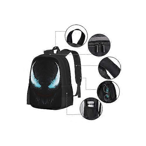 Rucsac pentru laptop din Oxford 600D cu imprimeu Venom, compartiment pentru 15", negru