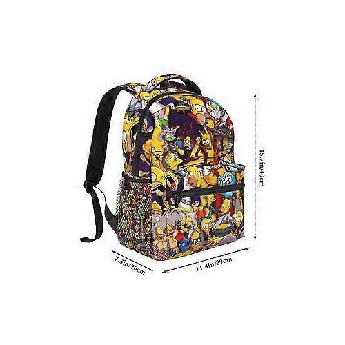 Rucsac din Oxford 600D cu print The Simpsons, compartiment pentru laptop 15 inch, curele reglabile si buzunare laterale, multicolor