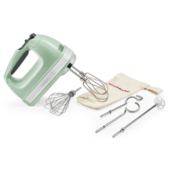 Mixer de mana, Saggify, putere 260W, 7 trepte de viteza, accesorii din inox, alb