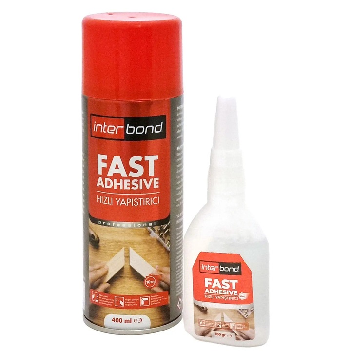 Adeziv cu activator Interbond, cianoacrilat, 100g + 400ml