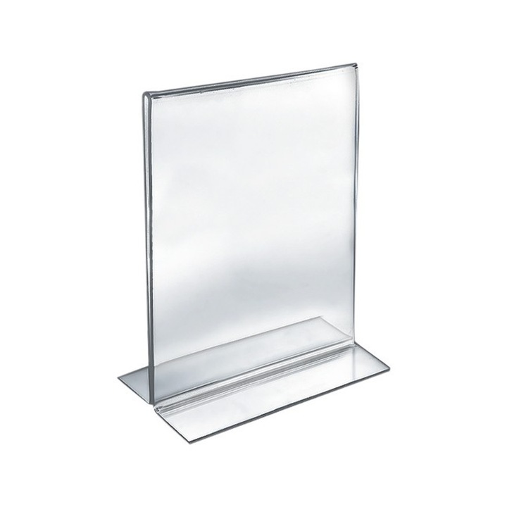 Suport meniu tip T, A5 (148x210mm), transparent