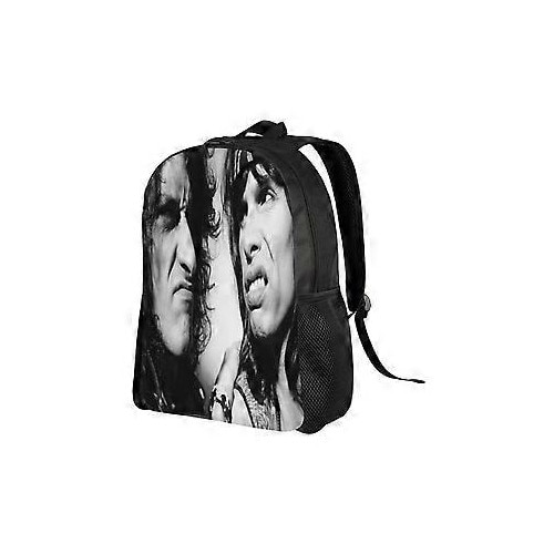 Rucsac din poliester 600D Oxford cu imprimeu frontal Aerosmith, rezistent la apa, compartiment pentru laptop 15", negru/alb