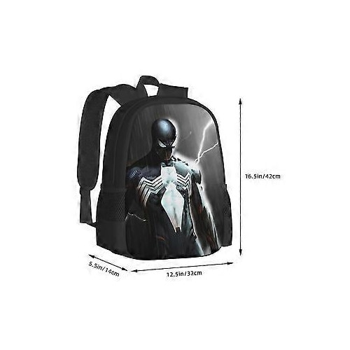 Rucsac, din Oxford 600D poliester cu imprimeu 3D full-front, compartiment pentru laptop 15 inch, rezistent la apa, negru cu print multicolor, marime universala