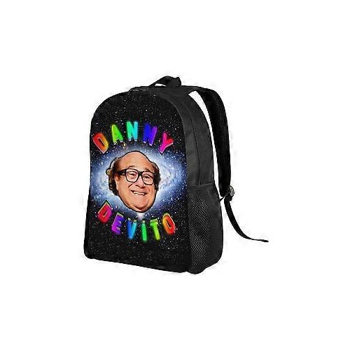 Rucsac unisex din Oxford 600D cu imprimeu Danny DeVito, front PU anti-stropire, compartiment pentru laptop 15", negru/multicolor