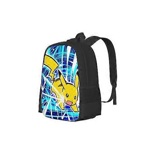 Rucsac scolar din poliester 600D cu print Pikachu, multicolor, compartiment pentru laptop 15'', 42 x 32 x 14 cm