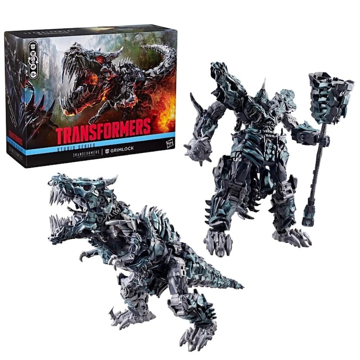 Колекционерска фигурка Hasbro Transformers Studio Series Grimlock, артикулирана, трансформираща се динозавър–робот, многоцветна, 38 см
