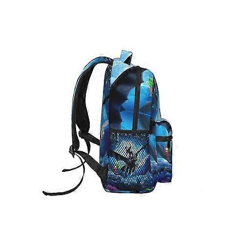 Rucsac laptop din poliester 600D Oxford cu imprimare How to Train Your Dragon, albastru, 40 x 29 x 20 cm, compatibil laptop 15 inch