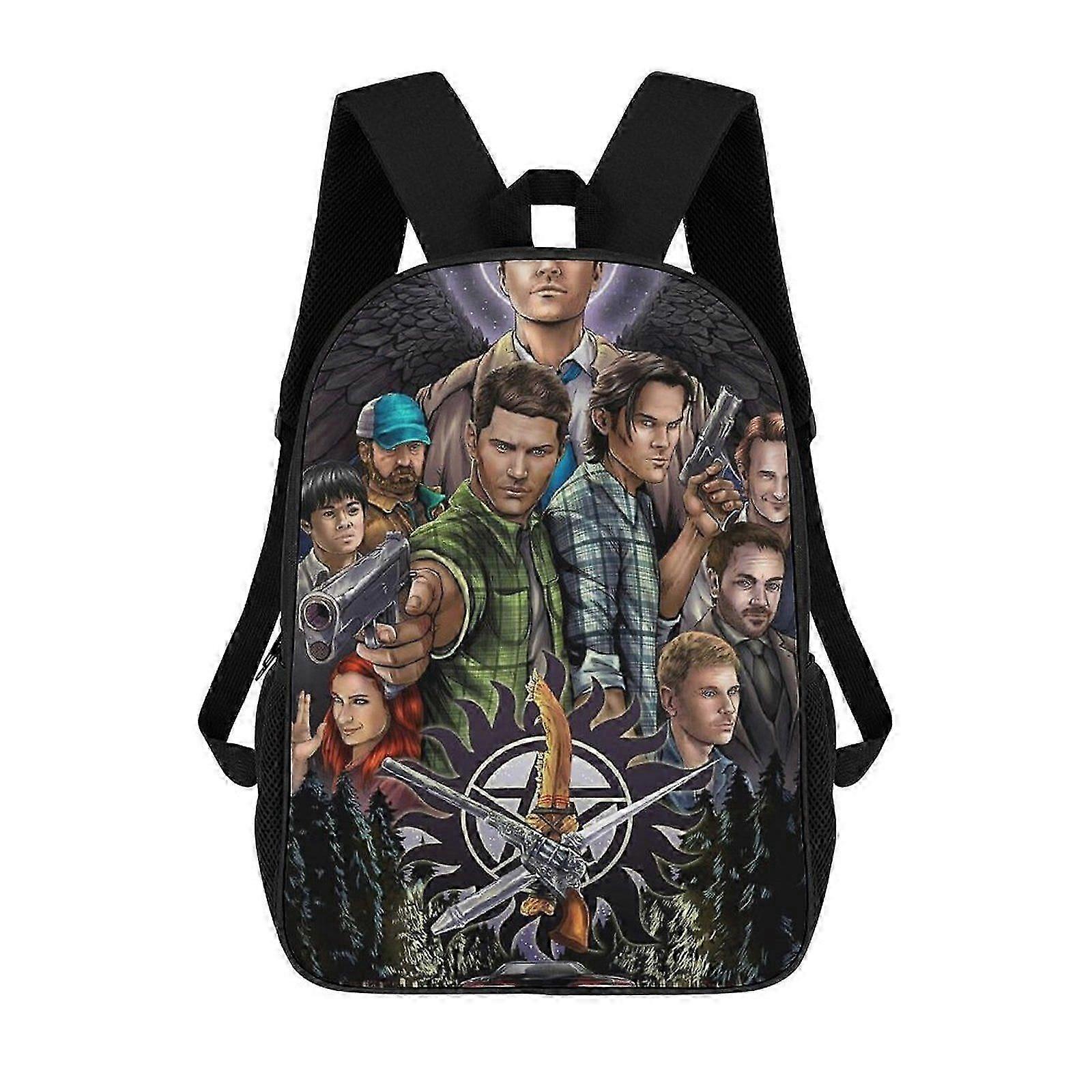 Rucsac pentru laptop din poliester 600D (Oxford) cu print Supernatural, multicolor, pentru laptop 15 inch