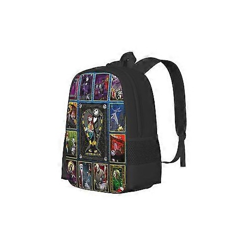 Rucsac din poliester 600D Oxford cu imprimeu 3D The Nightmare Before Christmas (Jack & Sally), multicolor, compartiment pentru laptop 15"