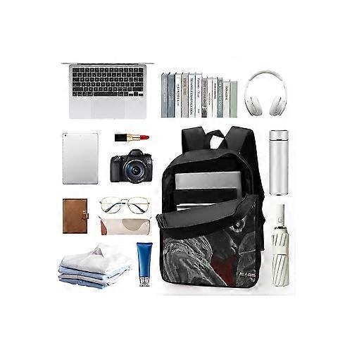 Rucsac, textil Oxford 600D cu PU anti-splash, imprimeu full front, compartiment pentru laptop 15 inch, bretele late respirabile, negru/rosu, model FRU-CJK0424-260827-1995