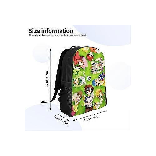 Rucsac R9 din Oxford 600D rezistent la stropire cu imprimeu Digimon, multicolor, pentru laptop 15"