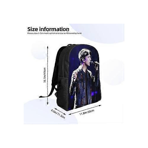 Rucsac din poliester Oxford 600D cu imprimeu frontal full print, compartiment pentru laptop 15 inch, negru