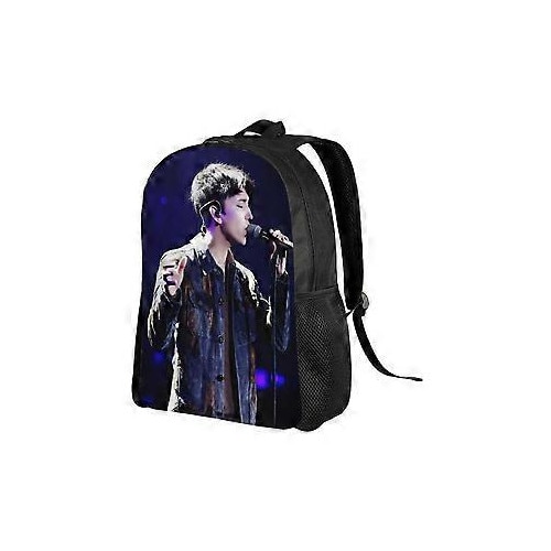 Rucsac din poliester Oxford 600D cu imprimeu frontal full print, compartiment pentru laptop 15 inch, negru