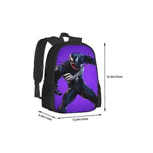 Rucsac din Oxford 600D cu print 3D Venom, compartiment pentru laptop 15 inch, mov/negru