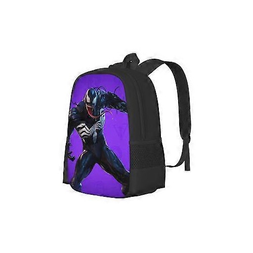 Rucsac din Oxford 600D cu print 3D Venom, compartiment pentru laptop 15 inch, mov/negru