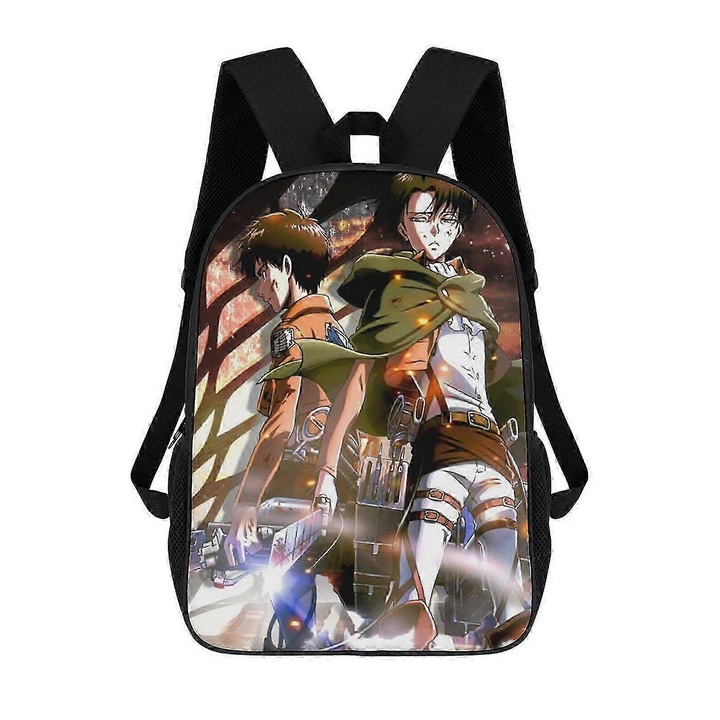 Rucsac pentru laptop din Oxford 600D cu imprimeu Attack on Titan, multicolor, pentru laptop 15 inch