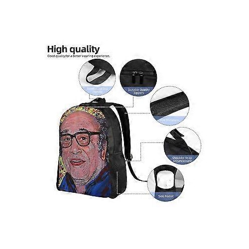 Rucsac unisex in Oxford 600D (poliester) cu imprimeu frontal portret, rezistent la apa PU, compartiment pentru laptop 15", negru/multicolor
