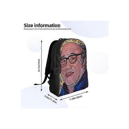 Rucsac unisex in Oxford 600D (poliester) cu imprimeu frontal portret, rezistent la apa PU, compartiment pentru laptop 15", negru/multicolor