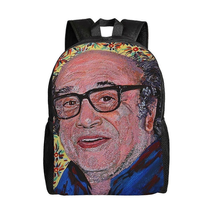 Rucsac unisex in Oxford 600D (poliester) cu imprimeu frontal portret, rezistent la apa PU, compartiment pentru laptop 15", negru/multicolor