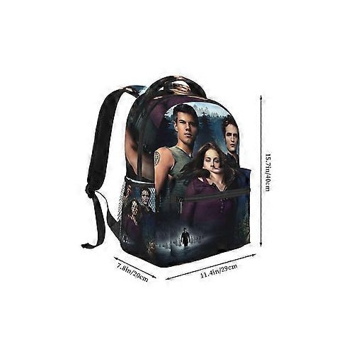 Rucsac din Oxford 600D cu imprimeu The Twilight Saga, compartiment pentru laptop 15", rezistent la stropire, bretele reglabile, Multicolor