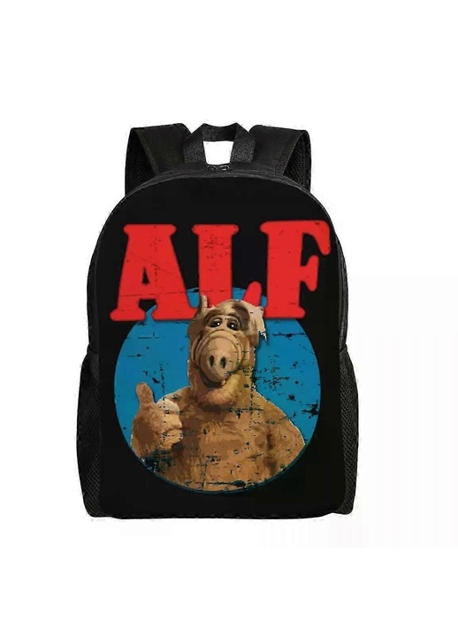 Раница от Oxford 600D с принт ALF, отделение за лаптоп 15", черна