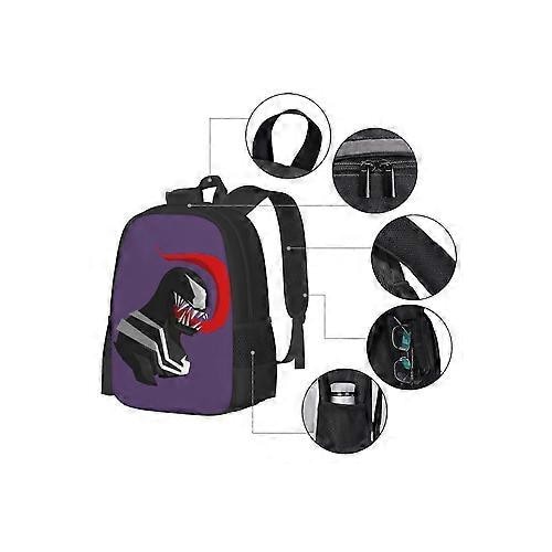 Rucsac casual din poliester 600D cu imprimeu Venom, compartiment pentru laptop 15", Multicolor, model FRU-CJK0424-260826-2082