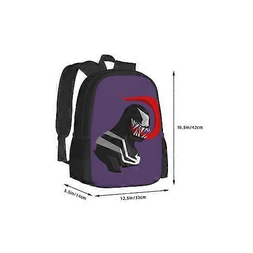 Rucsac casual din poliester 600D cu imprimeu Venom, compartiment pentru laptop 15", Multicolor, model FRU-CJK0424-260826-2082