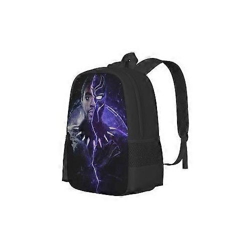 Rucsac din Oxford 600D, print 3D Black Panther tk1426, compartiment pentru laptop 15'', rezistent la stropire, negru/violet