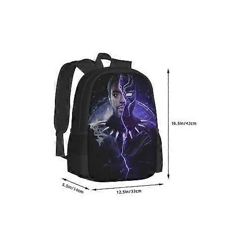 Rucsac din Oxford 600D, print 3D Black Panther tk1426, compartiment pentru laptop 15'', rezistent la stropire, negru/violet