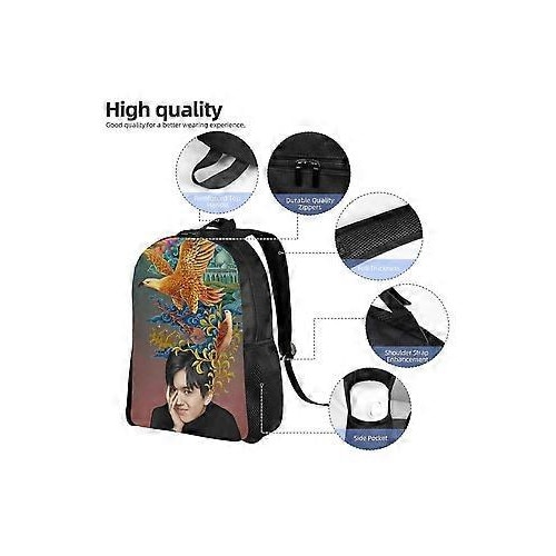 Rucsac laptop din Oxford 600D (poliester) cu imprimeu full-print, bretele late respirabile, FRU-CJK0424-260826-517, negru cu imprimeu multicolor, pentru laptop 15"